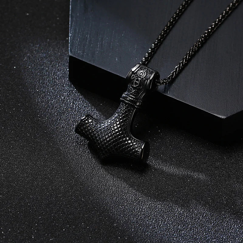Mjolnir Thor's Hammer Necklace - Stainless Steel Viking Pendant