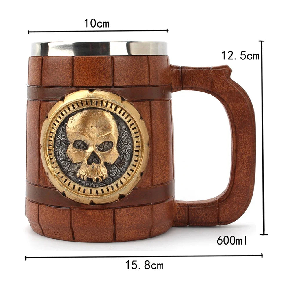 Viking Wood Beer Mug - Double Wall Insulated Barrel Cup